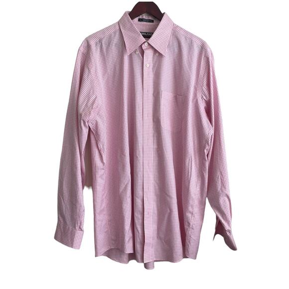 Kirkland Mens Shirt‎ 36 Tall Pink Plaid Button Down Preppy Office Travel Casual - Picture 1 of 9